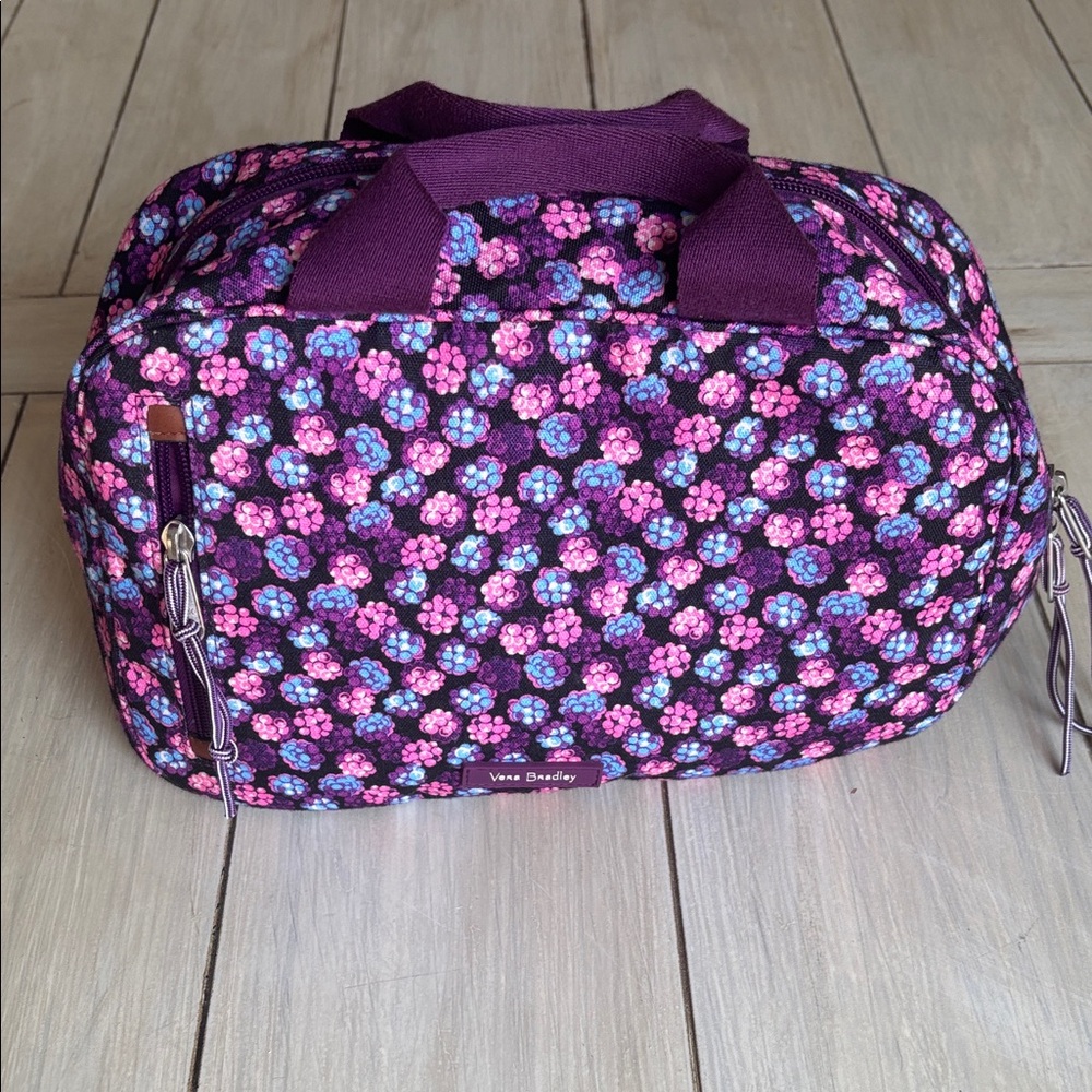 Vera Bradley Berry Burst Cosmetic Toiletry Organizer Purple Floral